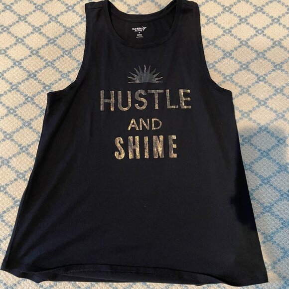Black Workout Tank "Hustle and Shine" print - Picture 1 of 1